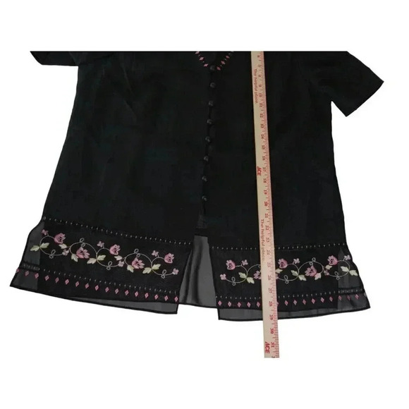 Positive Attitude Women's Blouse-Size 16 Petite-Floral Embroidery-Button Front - Picture 10 of 13